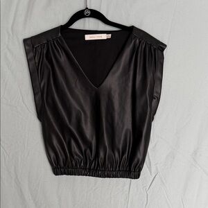 bishop + young Black V-Neck Blouse